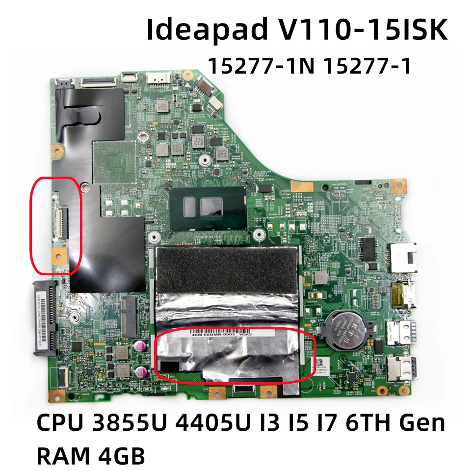 

5B20L78390 для Lenovo Ideapad V110-15ISK материнская плата для ноутбука 15277-1N 15277-1 с 3855U 4405U I3 I5 I7 6-го поколения ЦП 4 Гб ОЗУ DDR4