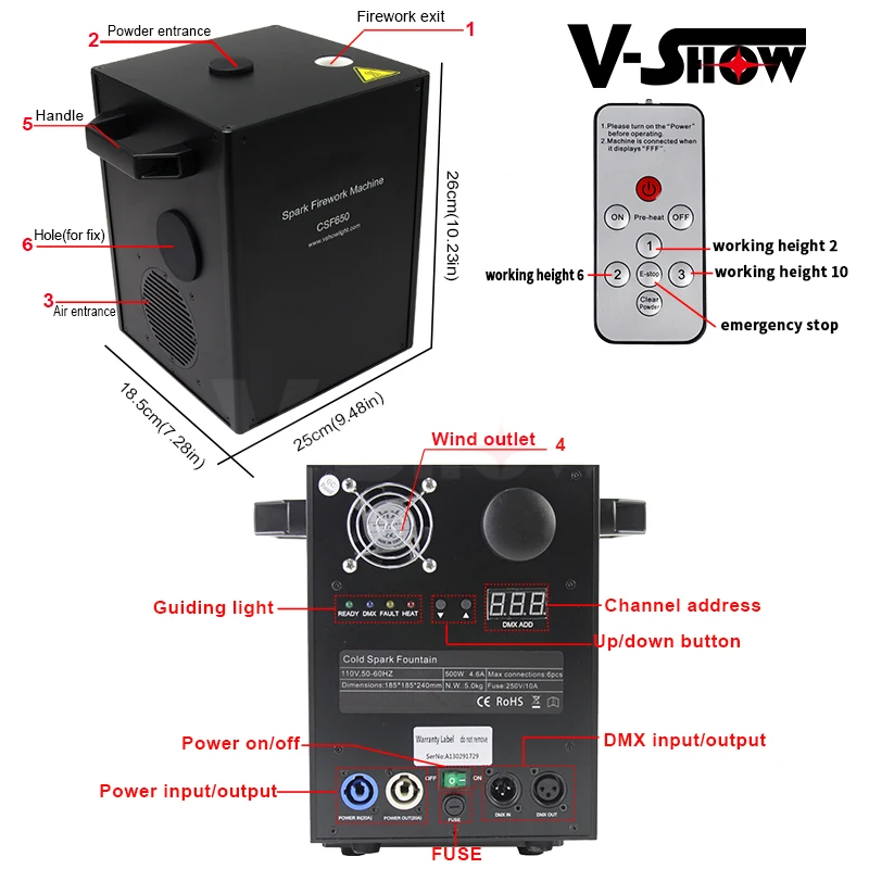 VSHOW CSF650 2 шт. с фотооборудованием 650 Вт мини-машина для фонтанов холодной свечей