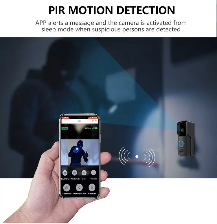 Беспроводной видеозвонок с светильник чным видением 1080P аккумулятором - купить