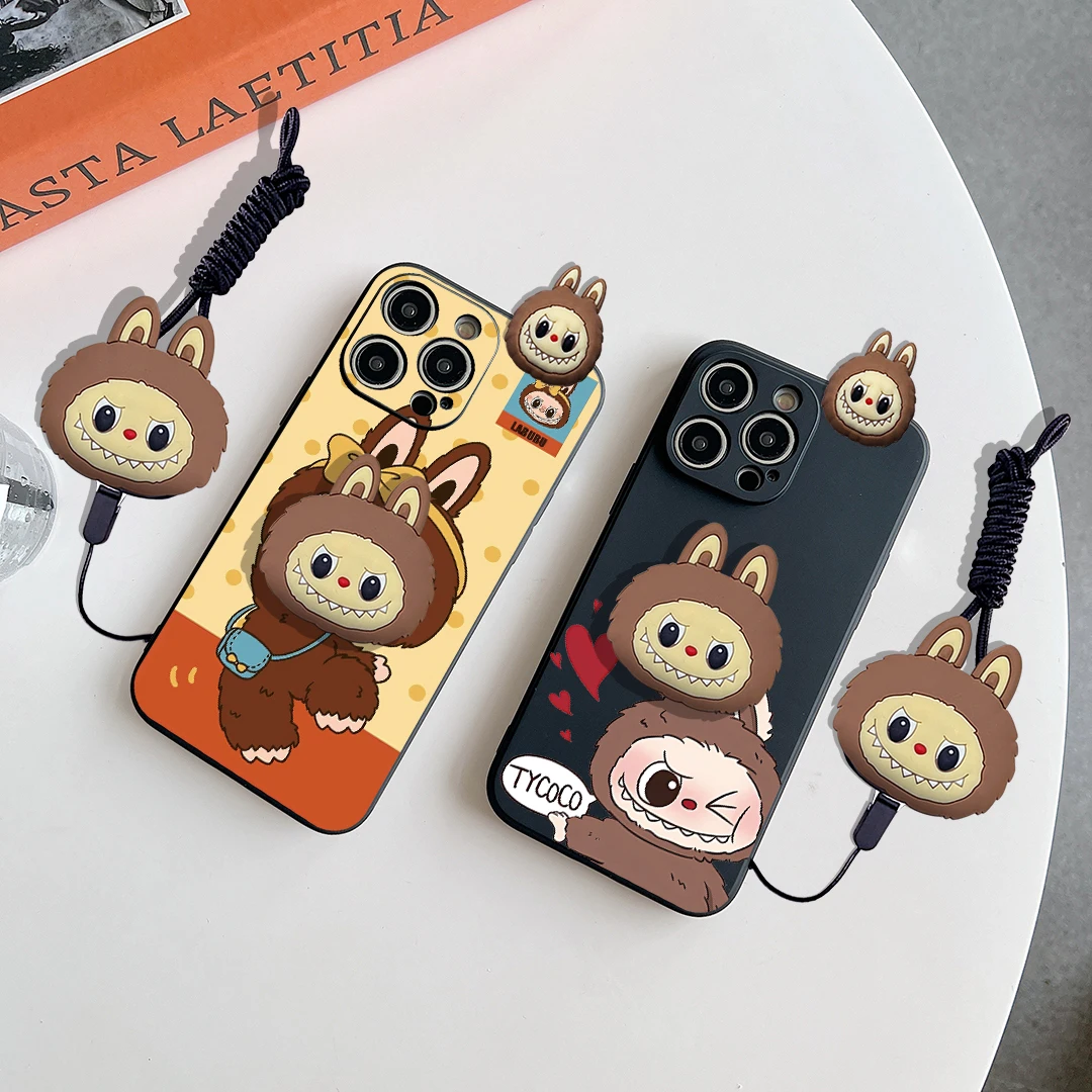 Для Samsung Galaxy Note 8 9 10 20 Ultra Plus lite A 01 30 50 70 wink Чехол Labubu с держателем веревки