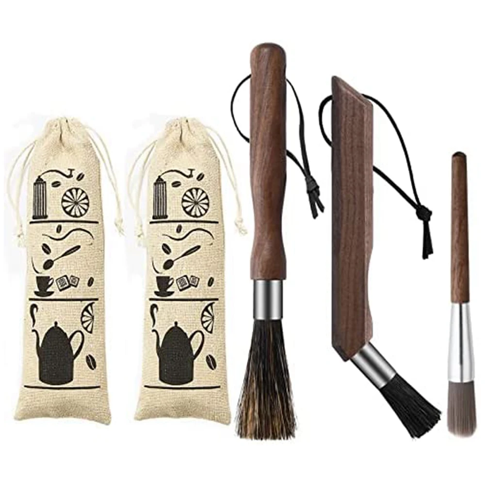 

Кофемолка, чистящая щетка, инструмент для очистки эспрессо, ручка из ореховой древесины, натуральная щетина, кофемашина, чистящий инструмен...