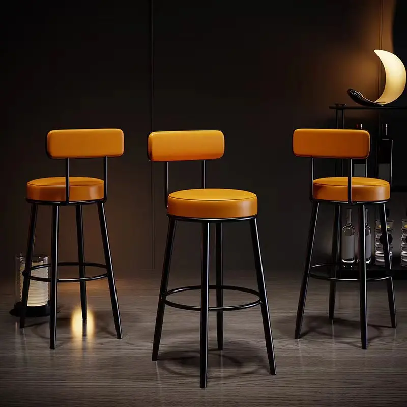

Nordic Bar Chairs Modern Luxury Living Room High Stools Backrests Iron Bar Stools Sexy Dining Chairs Kitchen Counter Stools