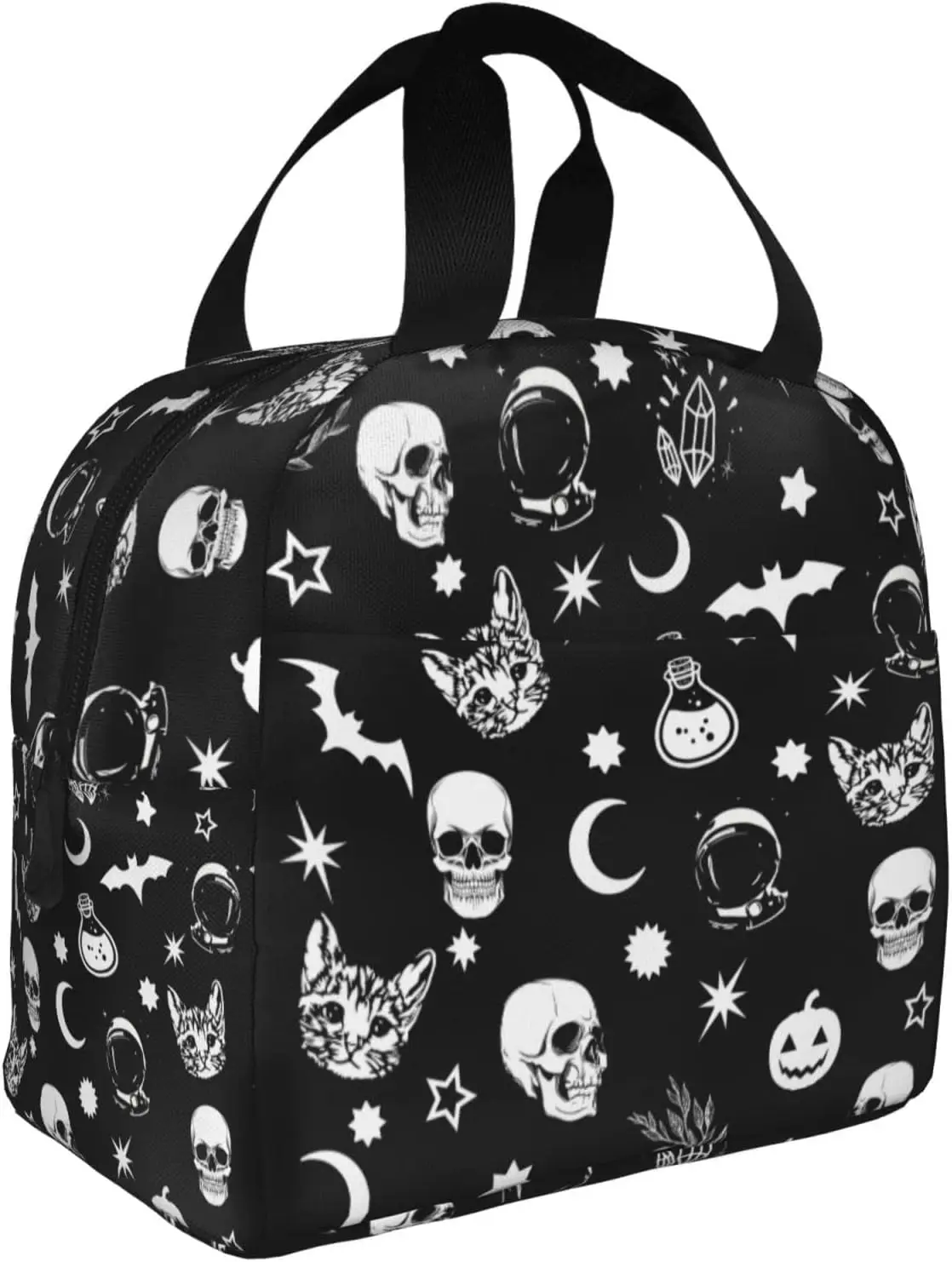 

Black Goth Skull Moon Star Lunch Box for Kids Boys Girls Teen Insulated Lunch Bag Waterproof Reusable Lunch Tote School Office