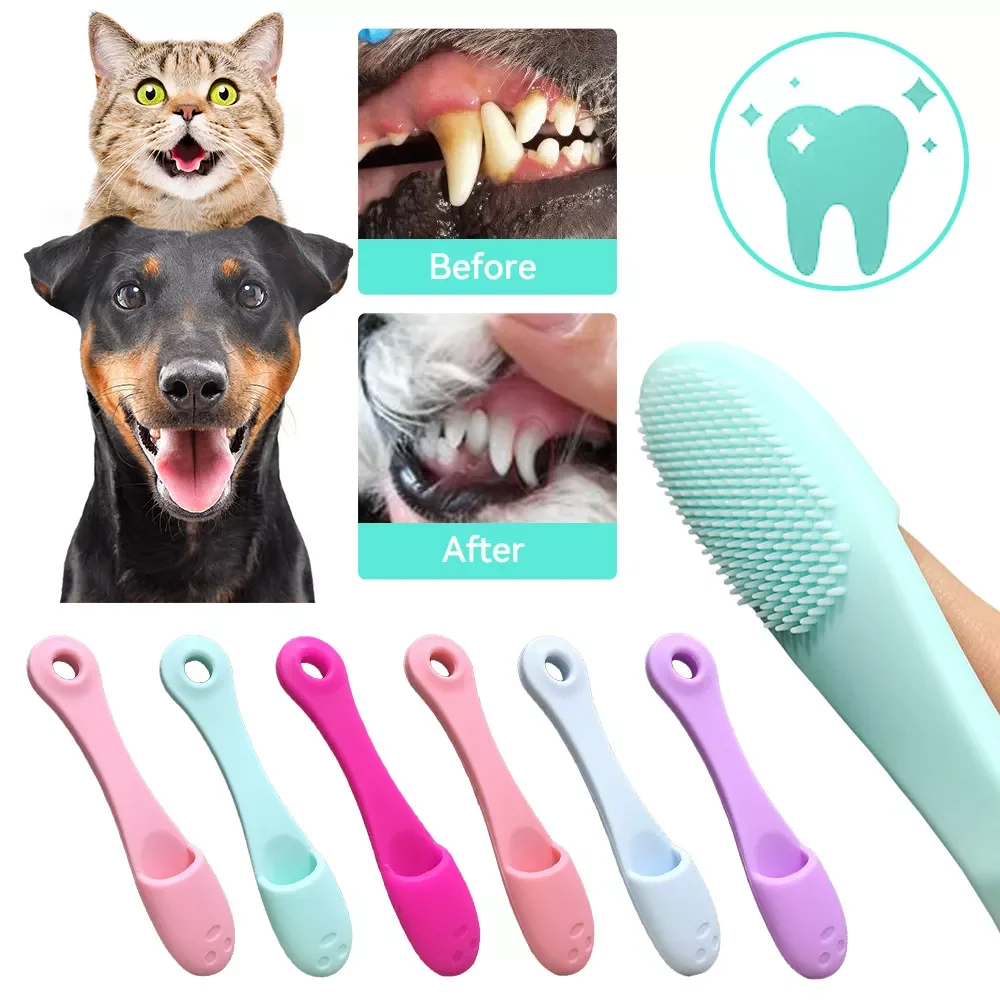 

2020JMTDog Toothbrush Soft Silicone Pet Finger Brush Teeth Clean Bad Breath Care Tartar Teeth Tool Tooth Brush Cat Cleaning Supp