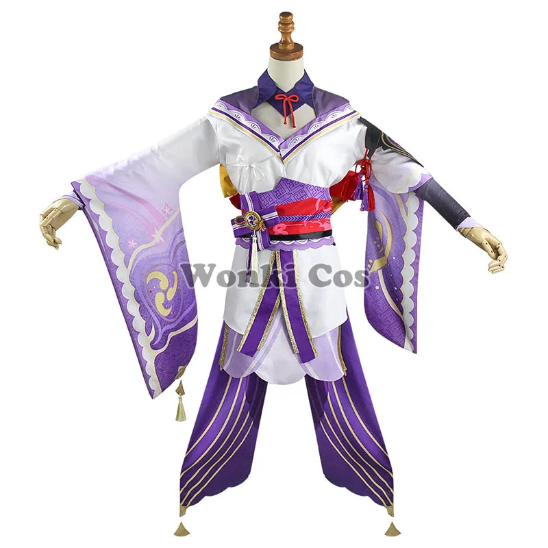 Игровой костюм для косплея Genshin Impact Raiden Shogun парик из длинных фиолетовых волос
