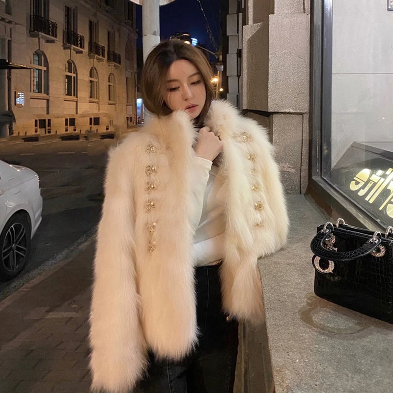 Winter New Imitation Fox Fur Grass Jacket Women's Short Style Small Fragrance Young Korean Fashion Fur Winter Jacket For Ladies