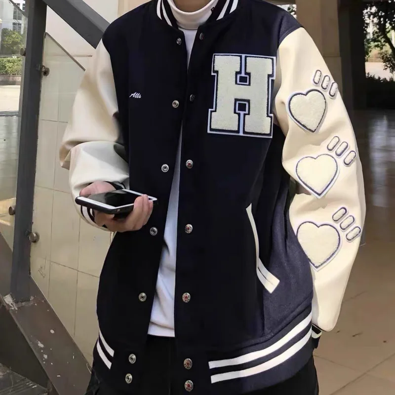 New Baseball Coats Unisex Hip Hop Varsity Jacket Mens Furry Letters Embroidery Color Block College Jackets Womens Harajuku