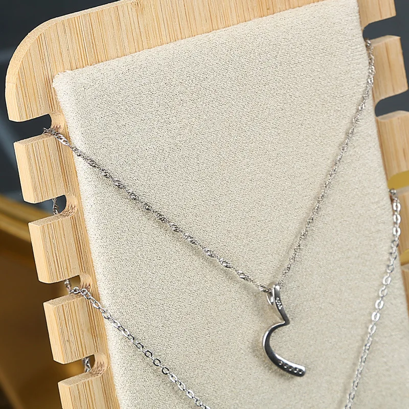 Solid Bamboo Wood Jewelry Display Stand Necklace Showcase Holder Pendant, Long Chain Handing Organizer (Necklace Board)