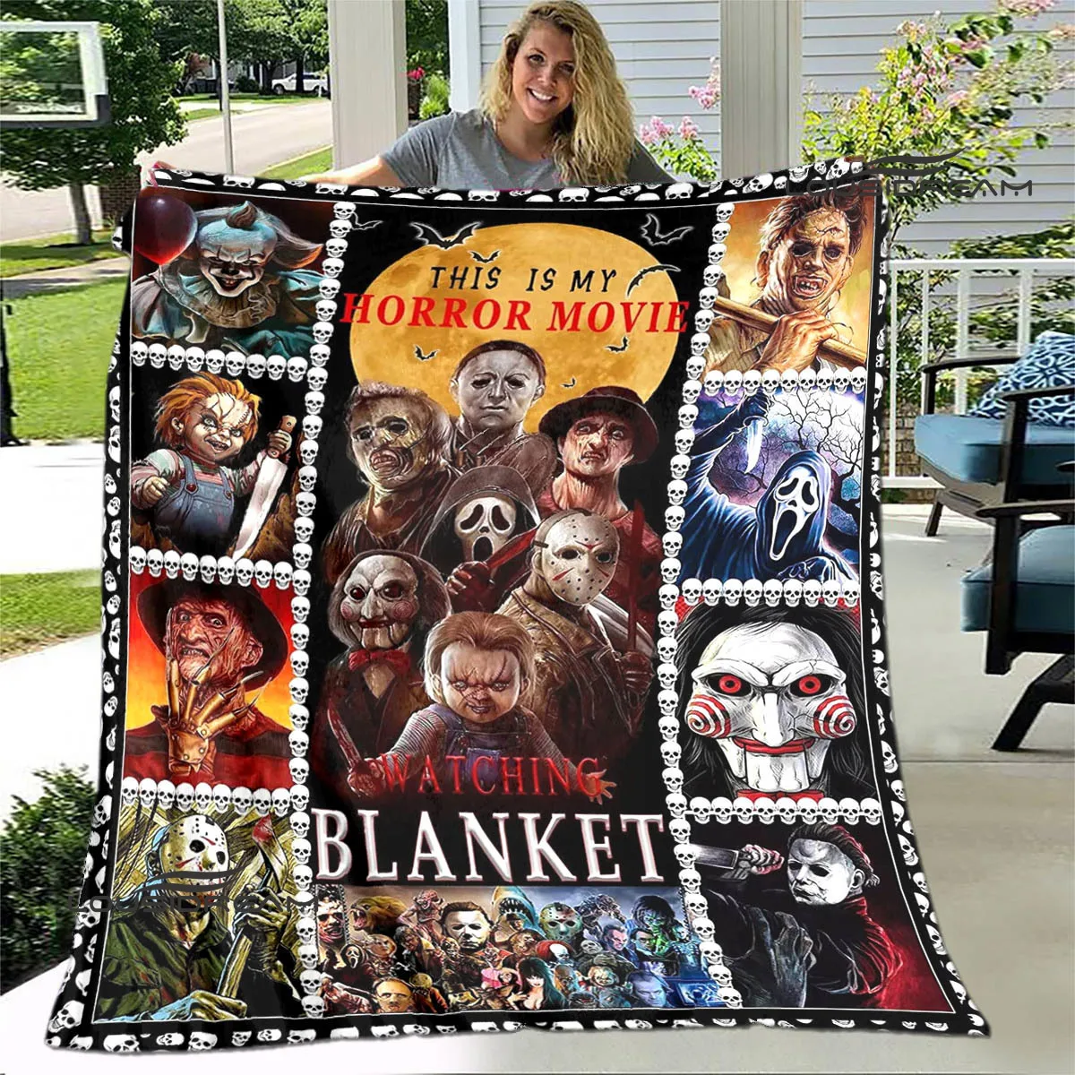 Одеяло с 3D принтом из фильма ужасов теплое Фланелевое мягкое удобное одеяло