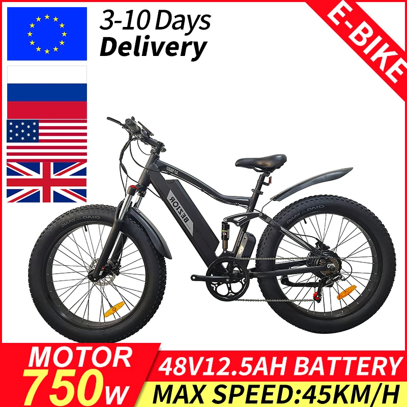 

Ship from Poland US UK XF900 Electric Bicycle 750W Electric Bike 48V 12.5AH 45km/h 26*4.0" Tire Ebike Mountain Bike