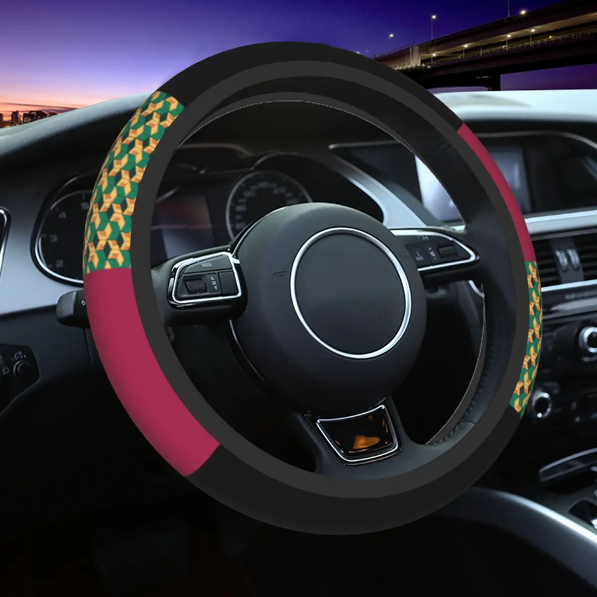 

Tomioka Pattern Demon Slayer Car Steering Wheel Cover 38cm Anti-slip Anime Suitable Car-styling Steering-Wheel Accessories