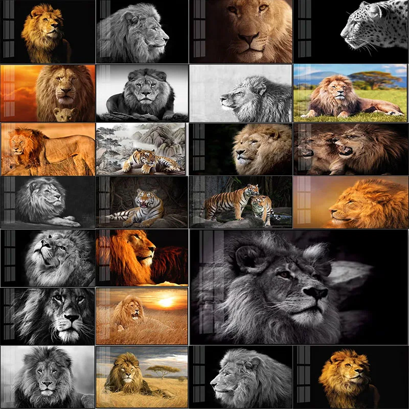 

Алмазная живопись 5d «сделай сам», украшение для гостиной, роспись с животными, спальни, Льва, черно-белая подвесная картина для офиса, дивана с тигром