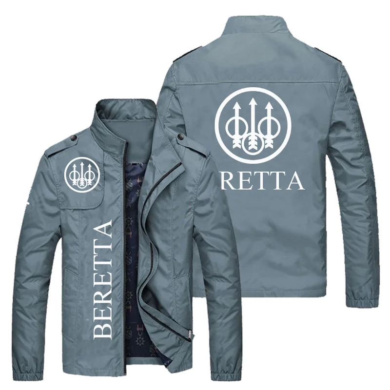 

New Men Jacket BERETTA Logo Print Zipper Cardigan Jackets Fashion Slim Casual Baseball Uniform Biker Jacket Coat Tops M-5XL