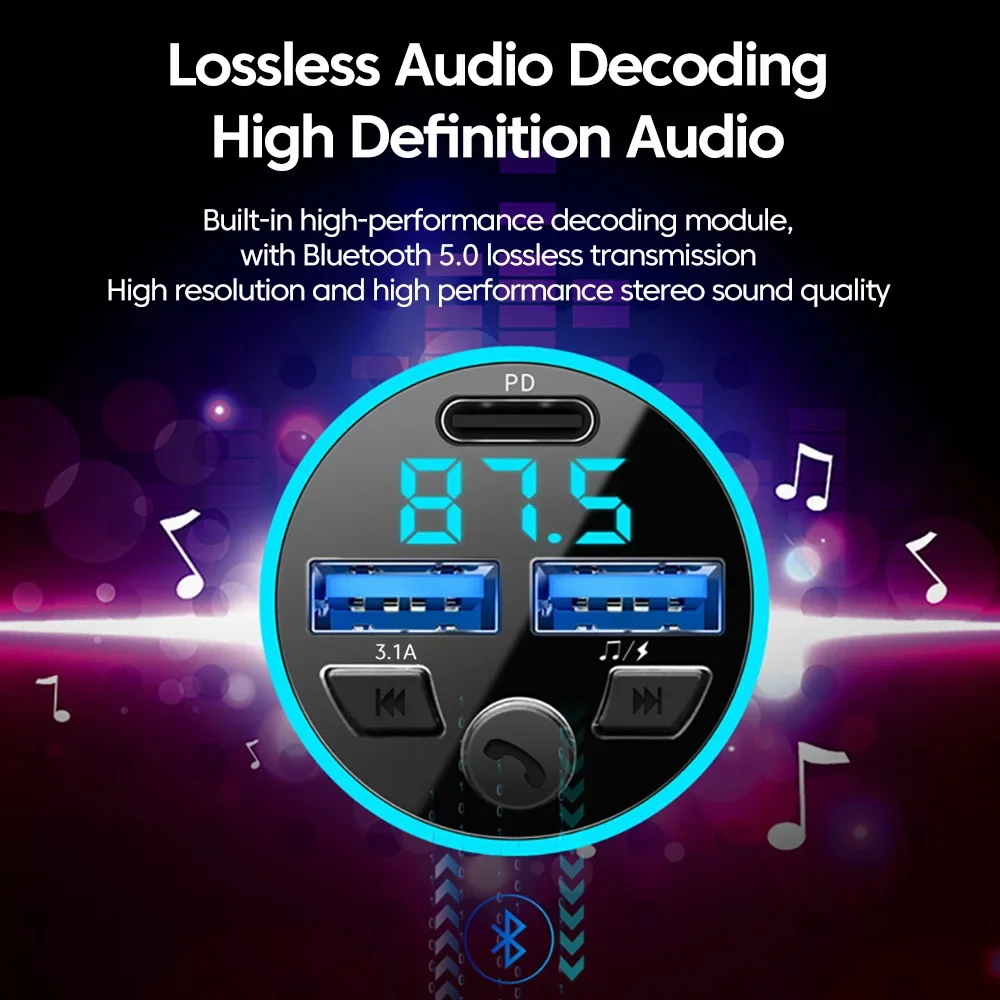 Автомобильное зарядное устройство Olaf 5 0 а Bluetooth FM-передатчик PD двойной USB-Плеер MP3