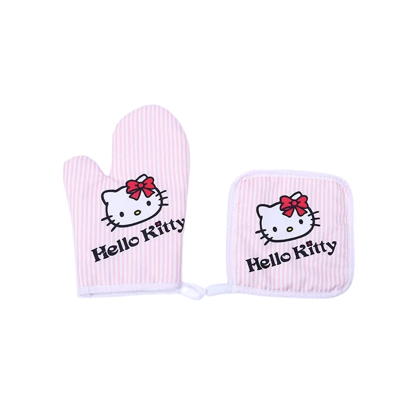 

Перчатка для микроволновой печи Hello Kitty, хлопковые изолированные перчатки для выпечки, варежки для духовки Sanrio Kawai Kt Cat, милый кухонный инструмент