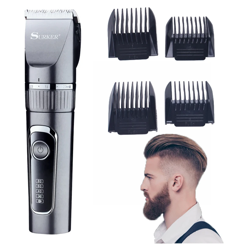 

Профессиональная машинка для стрижки волос, мужской Аккумуляторный триммер для бороды с зарядкой от USB, бытовая керамическая головка с резь...
