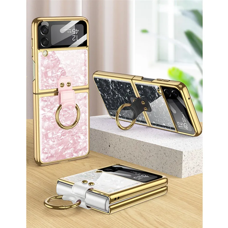 

Роскошный модный чехол для телефона из поликарбоната с кольцом для Samsung Galaxy Z Flip3, флип-чехол 5G Z, 3 дюйма, задняя крышка, держатель, подставка, О...