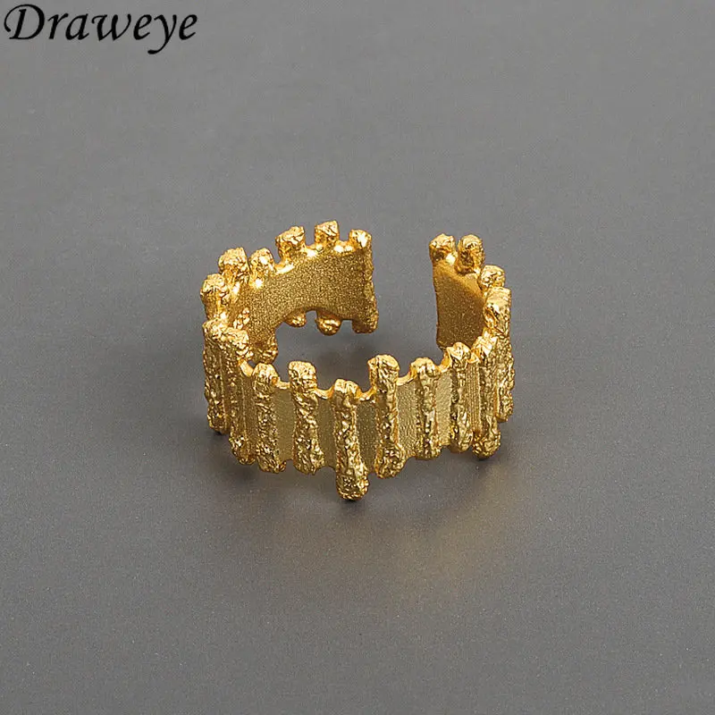 

Draweye Irregular Jewelry for Women Gold Silver Color Metal Vintage Hiphop Cuff Rings Forefinger Ins Fashion Anillos Mujer
