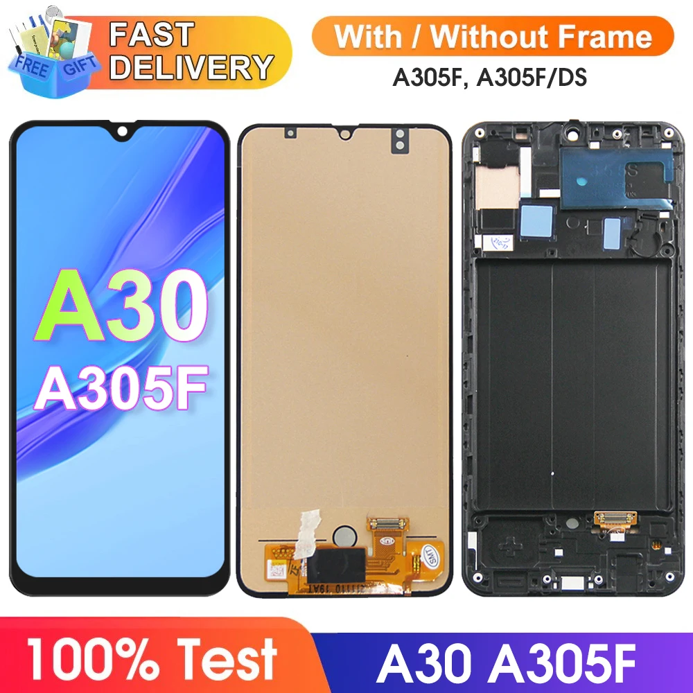 ЖК-дисплей A30 A305F A305FN для Samsung Galaxy цифровой сенсорный экран с рамкой замены