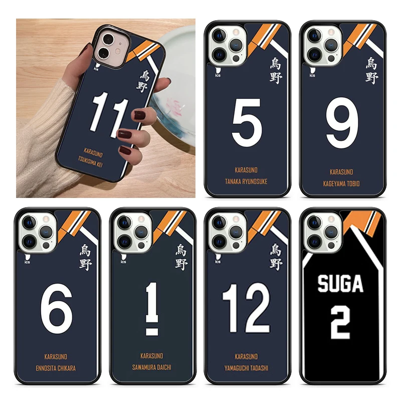 Haikyuu! Чехол для телефона Karasuno Team Uniform для iPhone 14 SE 2020 XR XS 11 12 13 Mini Pro MAX 7 8 Plus Galaxy S22 S21 Ultra