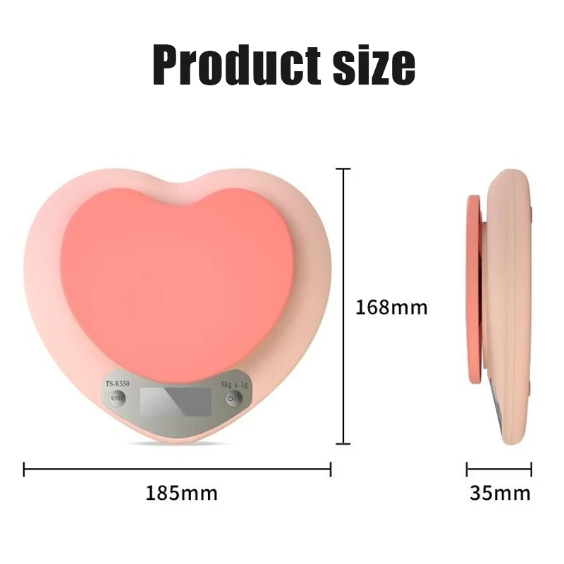 Electronic Kitchen Scale 5kg weight grams Digital balance precision Accurate Pink Heart-shaped LCD Food Portable Digital Scale images - 5