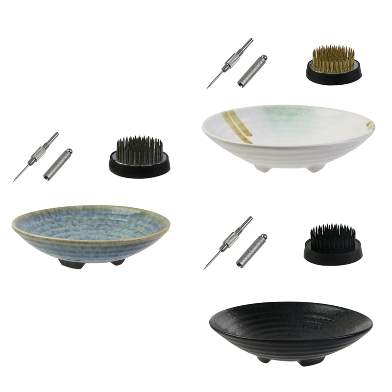 Набор для ВАЗ Ikebana керамическая чаша и металлический Цветочный кензан с иглой