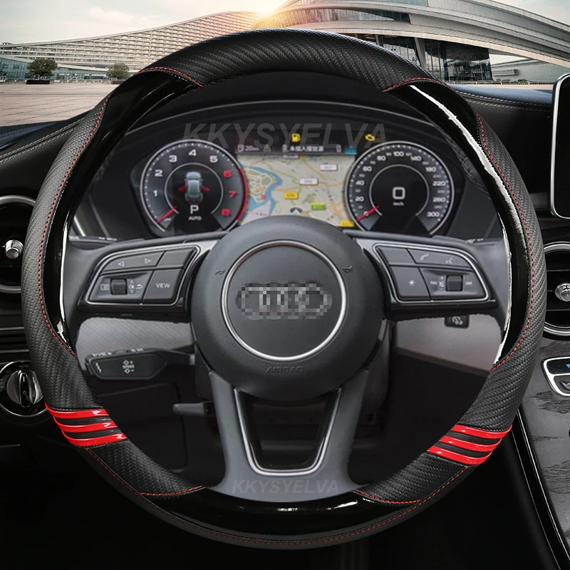 

Carbon Fiber Leather Car Steering Wheel Cover 38cm For Audi A1 A3 A4 A5 A6 A7 A8 Q2 Q3 Q5 Q7 Q8 S4 S3 S5 S6 S8 Auto Accessories