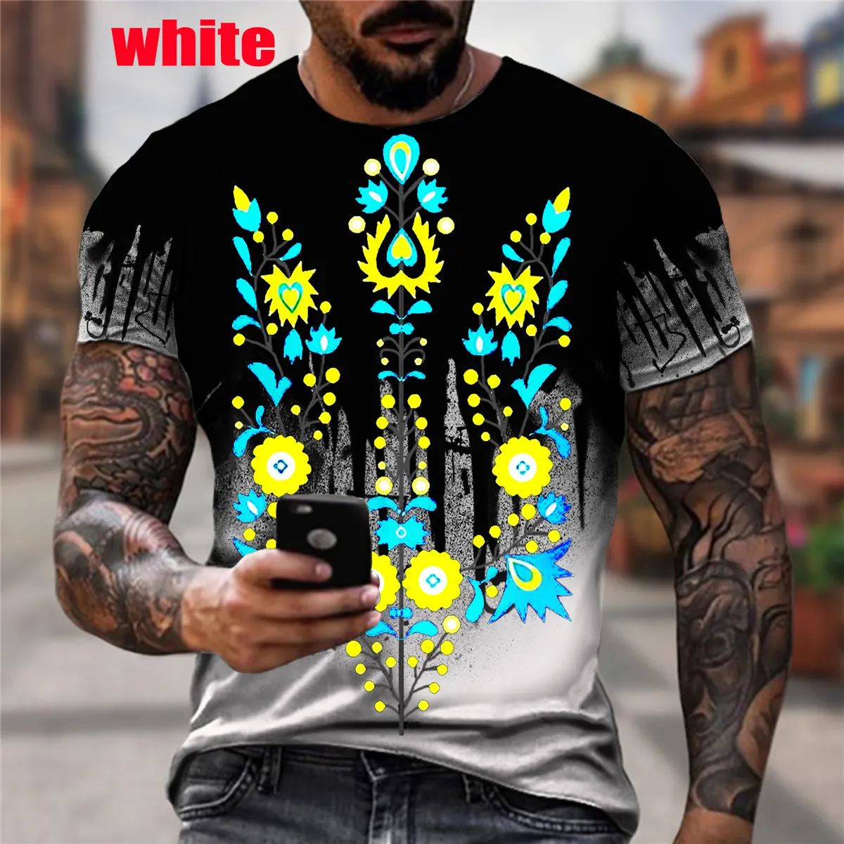 Men/Women Ukrain Flag T-shirts Letter Ukrain Print Tee Shirt Summer Tshirt Clothes Black White