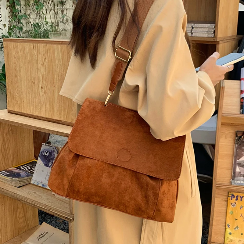 

Winter Hot Shoulder Bag For Women Vintage Flap Messenger Handbag Frosted Leather Flap Satchel Bag Brands Crossbody Bag Purs