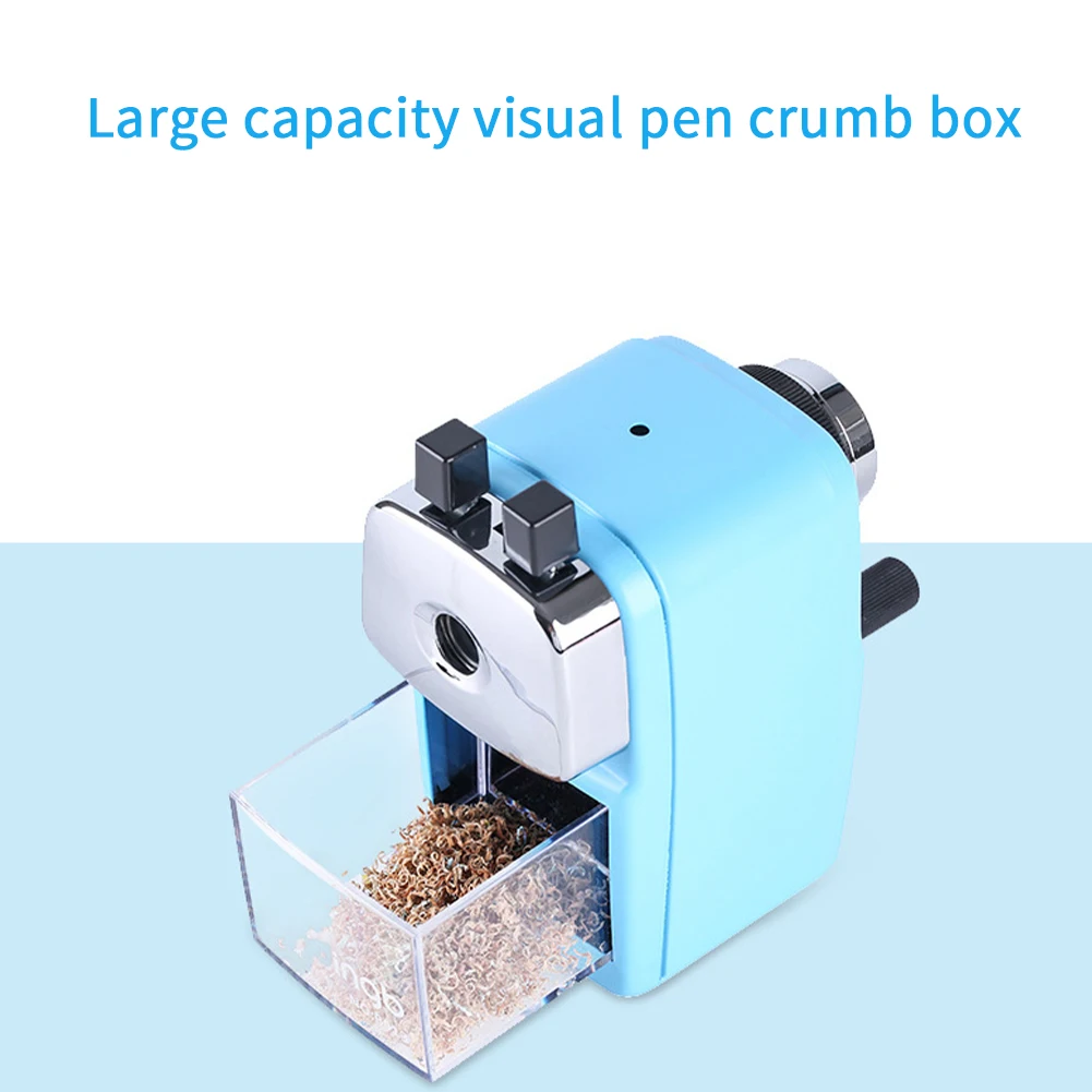 

Manual Anti Slip Adjustable Thickness Pencil Sharpener Large Capacity Art Supplies Desktop Random Color For Children Single Hole