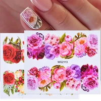 1pcs flower leaves nail sticker decals blossom colorful slider rose water full wraps nail art decoration floral on nails chwg