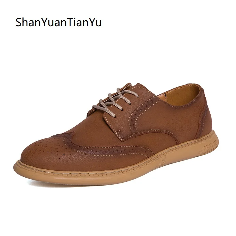 

Casual Fashion Men Shoes New Zapatillas Hombre Genuine Leather Lace Up Sneakers for Men Four Season Brown Breathable Oxfords