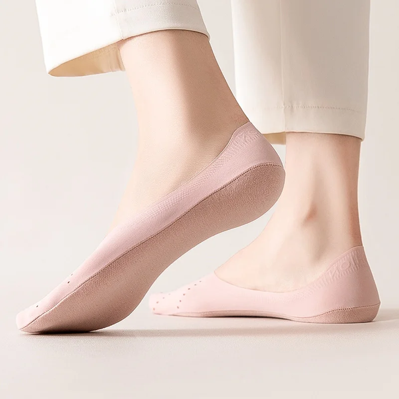 3Pairs Boat Socks Women's Summer Thin Cotton Bottom Anti slip Non falling Breathable Holes No Show Invisible Soft Mesh Socks New