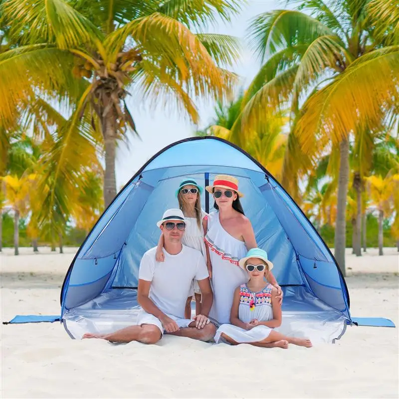 

Pop-up Beach Tent UPF 50+ Sun Shelter Portable Breathable Set-up Beach Canopy Automatic Open Beach Umbrella Fits for 2-3 People