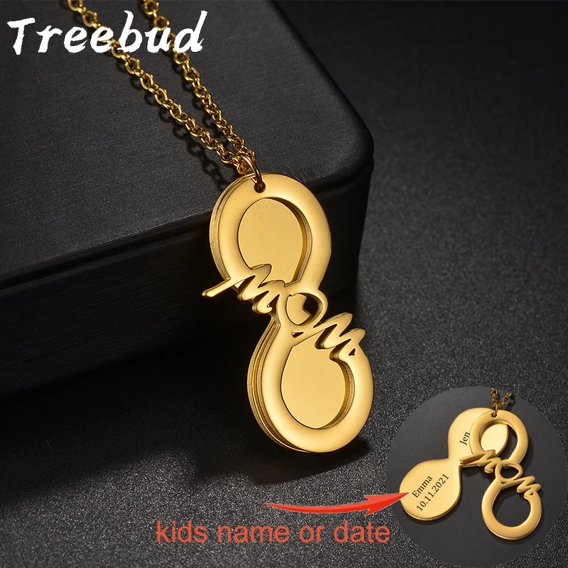 Колье с именем знака бесконечности Treebud на заказ из нержавеющей стали лазерной