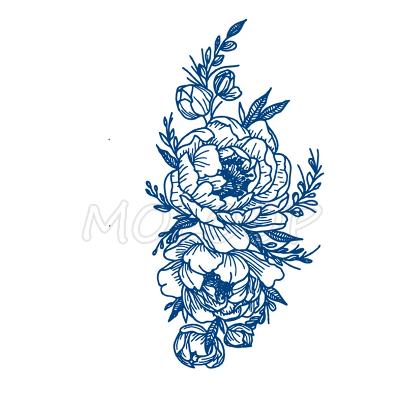 

Juice Tattoo Sticker Peony Rose Flower Waterproof Temporary Makeup Fake Tatoo Body Art for Women Men Lasting To 5 -15 Days