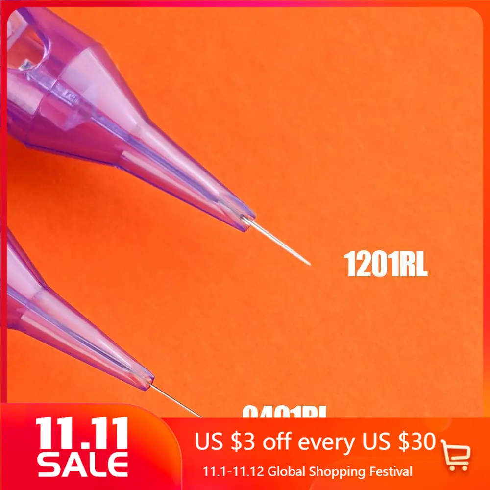 

Dragonhawk 100pcs/ Lot Needle Cartridges Sterilized Tattoo Needle Permanent Makeup Needles Round Liner Needle Cartridge 1RL