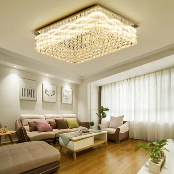 Modern LED Ceiling Lamps Luxury Living Room Crystal Ceiling Lights High-end Household Lighting Fixtures Rectangular Bedroom Lamp