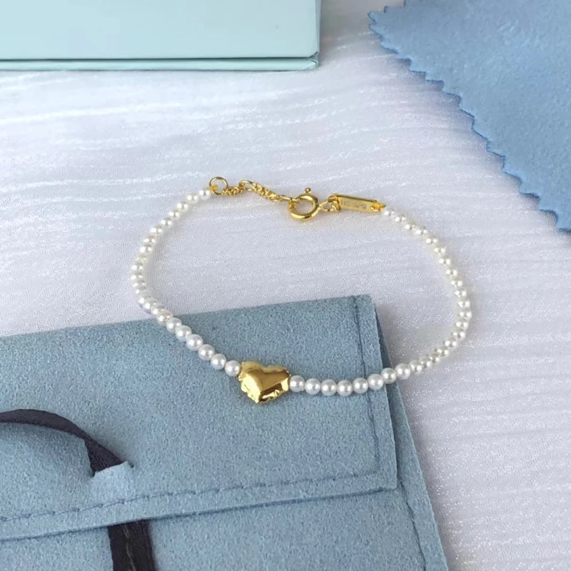 

925 sterling silver light luxury heart-shaped pearl bracelet for women elegant original design couple jewelry for girlfriend