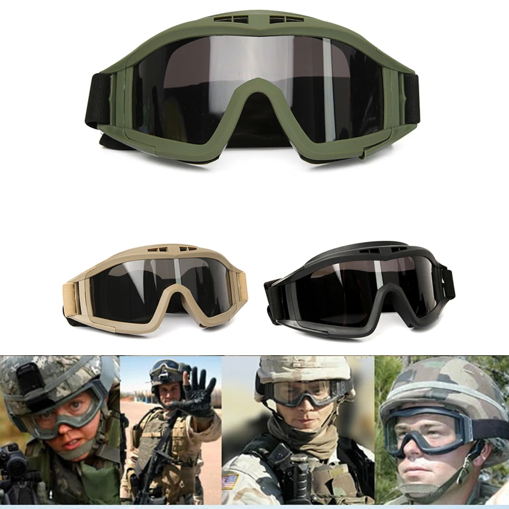 

Airsoft Tactical Goggles 3 Lens Windproof Dustproof Shooting Motocross Motorcycle Arm Mountaineering Glasses CS Safe Protection