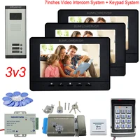 Apartments Video Intercom Rfid Code Access Control System 3 4 5 6  Buttons Camera Videophone 7Inches Monitor With Door Lock