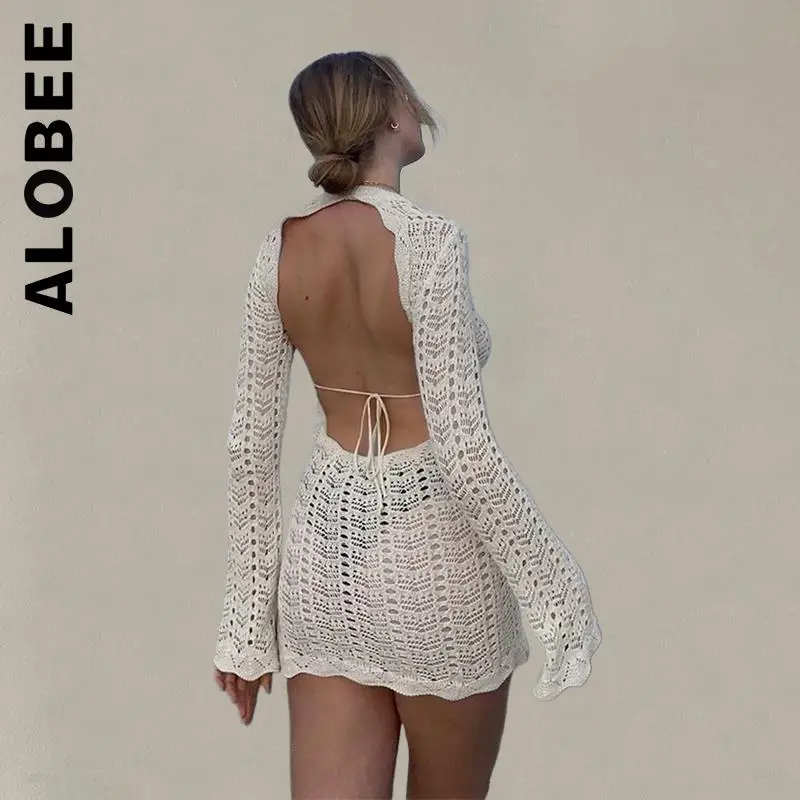 

Alobee Knitted Sweater Women Sexy Korean Elastic Ladies Dress Temperament Club Sweet Dress Harajuku Leisure Dress Robe Female