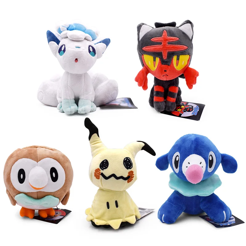 5 Styles Alola Vulpix Mimikyu Litten Rowlet Popplio Plush Doll Stuffed Toy For Children Best Gift 16-20cm