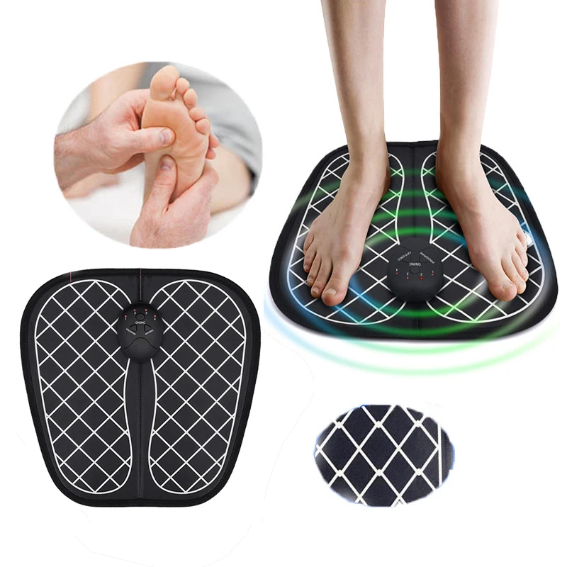 Masajeador eléctrico EMS para pies, estimulador muscular recargable por USB, esterilla de masaje para mejorar la circulación sanguínea, aliviar el dolor