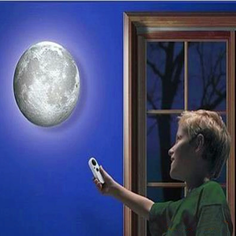 

Led Remote Control Moon Lamp Wall-mounted Children's Room Night Light Bedroom Wall Decoration Creative Romantic Wall Lamp 2021