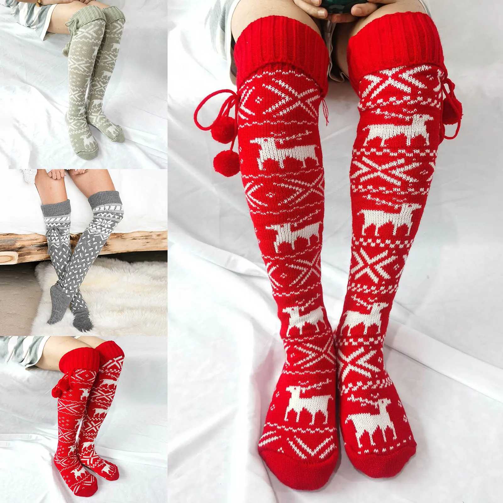 

Running Compression Stockings Christmas Elk Snowman Knitted Sports Socks Pressure Nursing Sock Edema Blood Circulation Socks