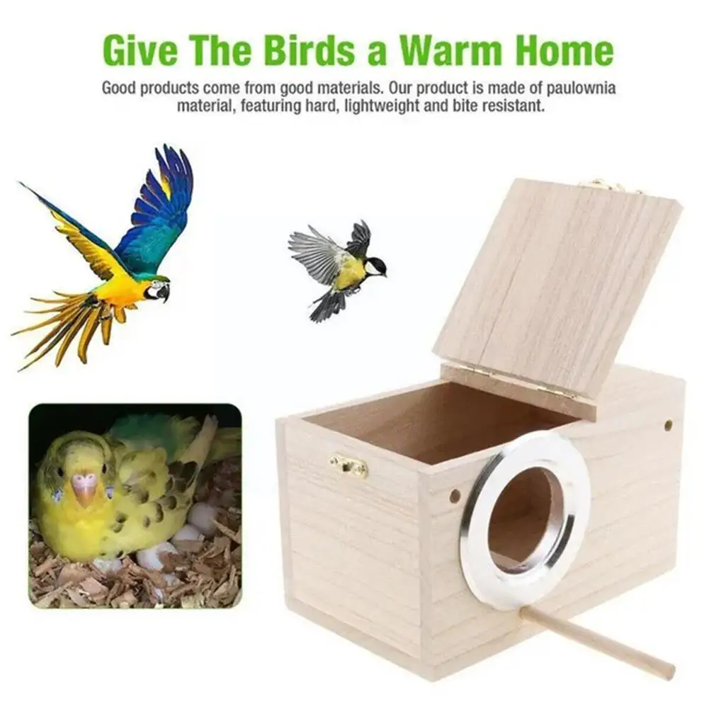 

Pet Bird House Parakeet Box Bird House Budgie Wood Breeding Box For Bird Cage Accessory Supplies B2y4