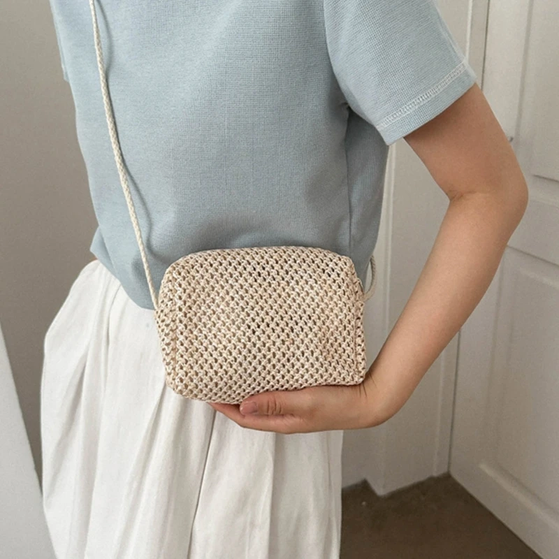 Летняя тканая большая сумка через плечо женская соломенная отпуск сумки