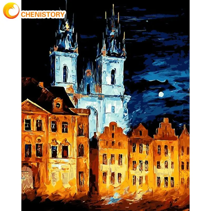 

CHENISTORY Oil Painting By Numbers Abstract Buildings Street Scenery Pictures Coloring Adults Crafts Home Decors Handmade Gift