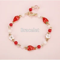 new strawberry bracelet fashion pink flower sweet cute bracelet good sister jewelry simple popular bracelet girl gift wholesale